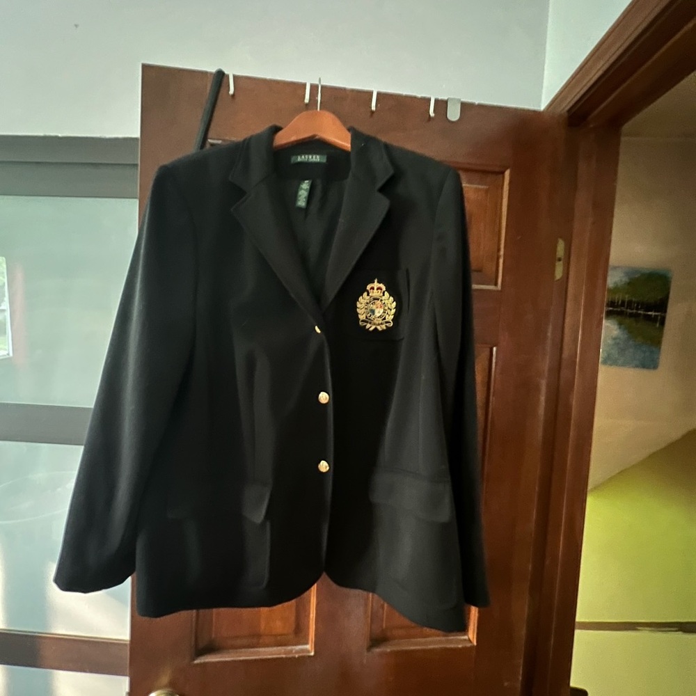 Lauren Ralph Lauren Black Blazer with Embroidered Crest